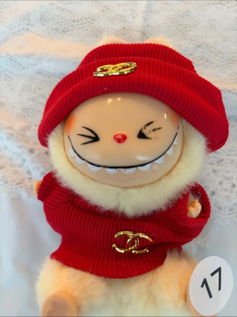 #17, Two Piece CC Logo Outfit Red Color For Labubu Doll(No Doll)